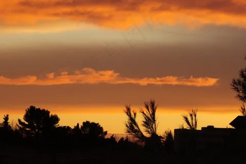 日落，的，太阳，天空，傍晚