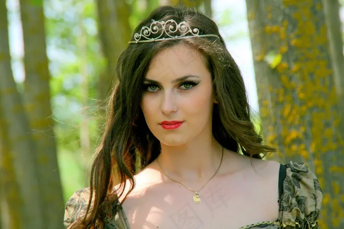 女孩，公主，森林，花圈，美女，绿色，故事