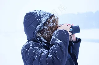 女人，雪域，​​冷淡，摄影师，照片，人