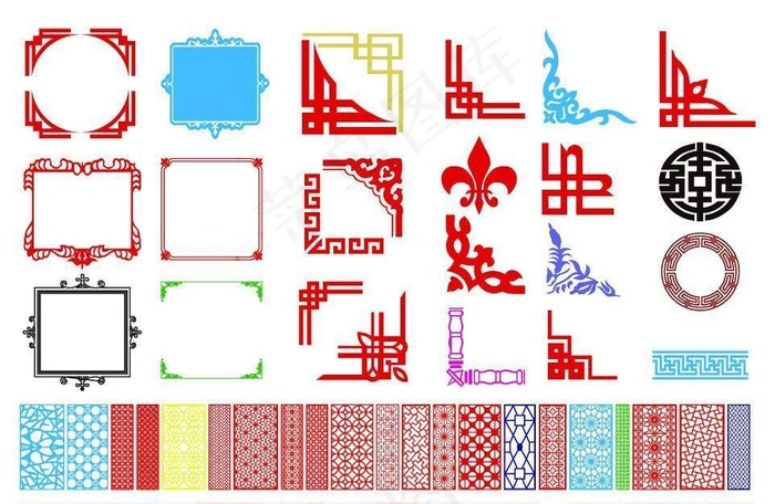 中式花纹边框图片ai矢量模版下载