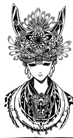 苗族少女 线稿图片