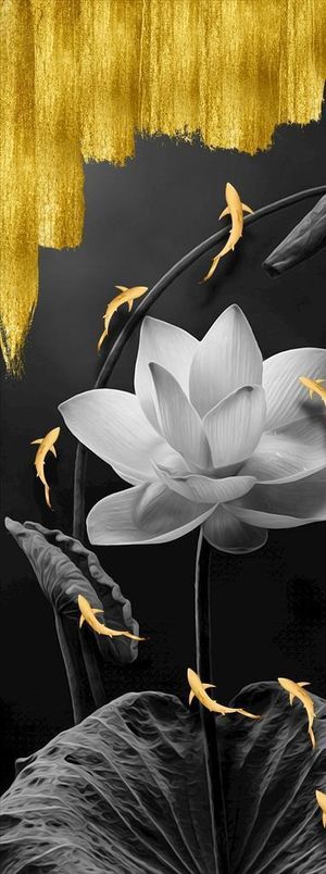 荷花九鱼图金鱼鲤鱼年年有鱼装饰图片