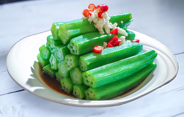 白灼秋葵图片