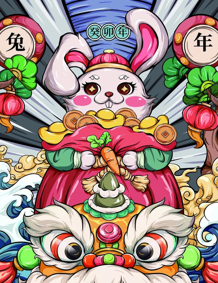 兔年插画图片(3072x4107)psd模版下载