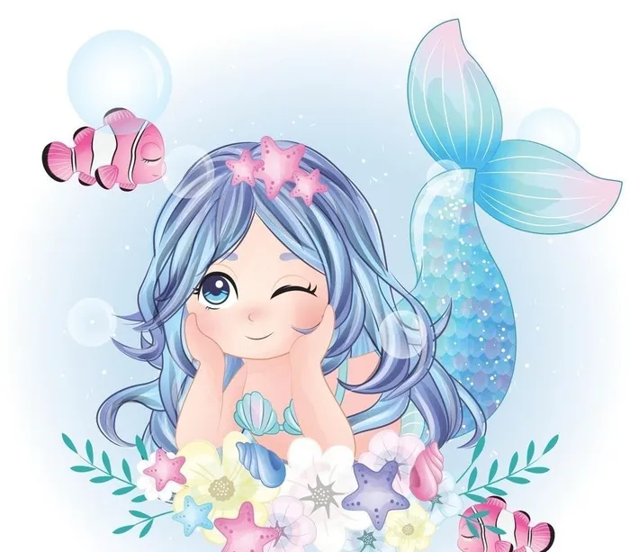 卡通美人鱼图片ai矢量模版下载