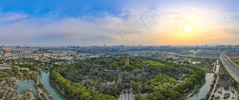 苏州虎丘塔航拍全景图图片