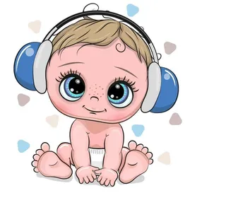 小孩听歌图片