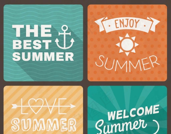 彩色夏日度假海报矢量图图片