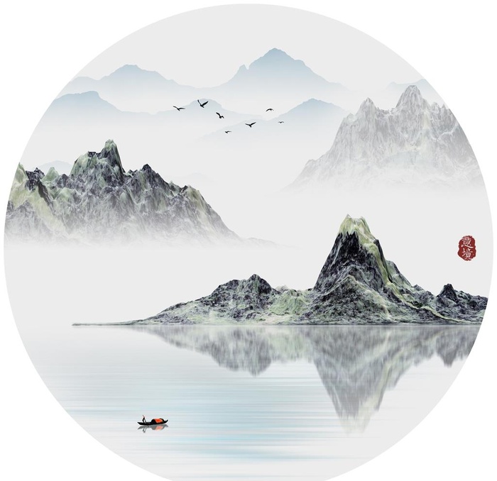 新中式抽象意境山水画装饰画图片