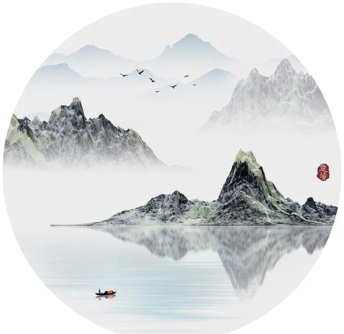 新中式抽象意境山水画装饰画图片(7677x7677)psd模版下载