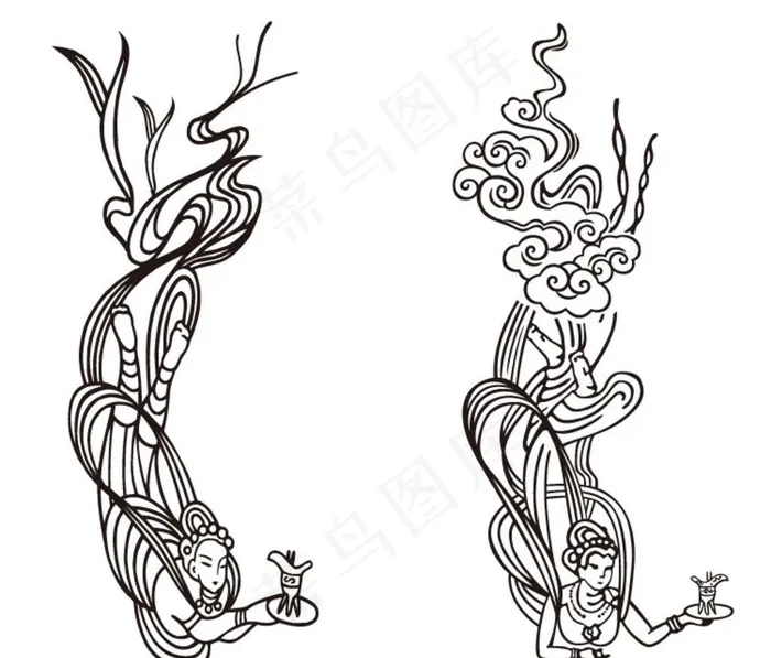 飞天仙女图片ai矢量模版下载