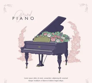 矢量卡通花钢琴图片