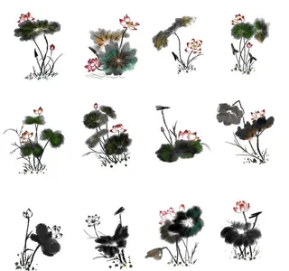 水墨写意荷花图片