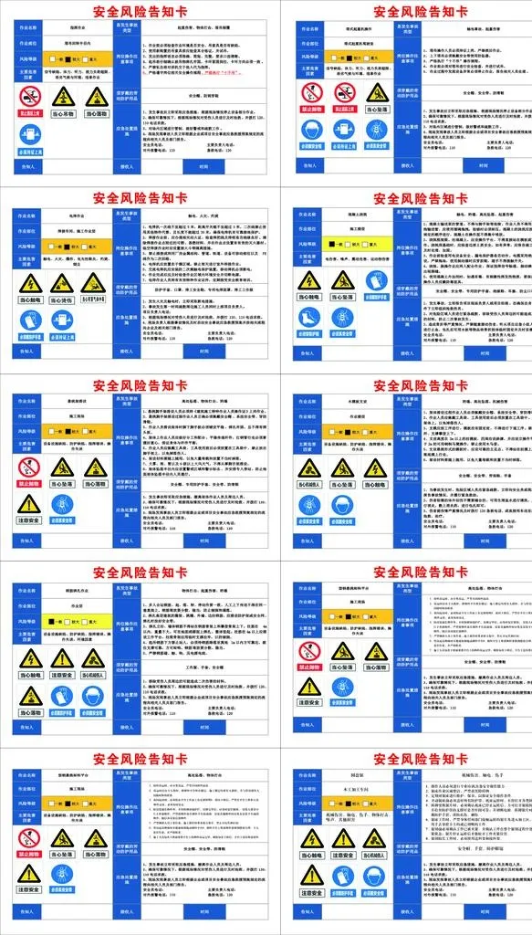 项目工地安全风险告知卡图片cdr矢量模版下载