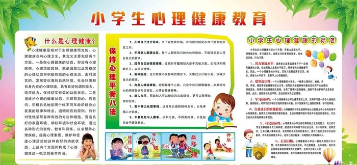 小学生心理健康宣传栏图片cdr矢量模版下载