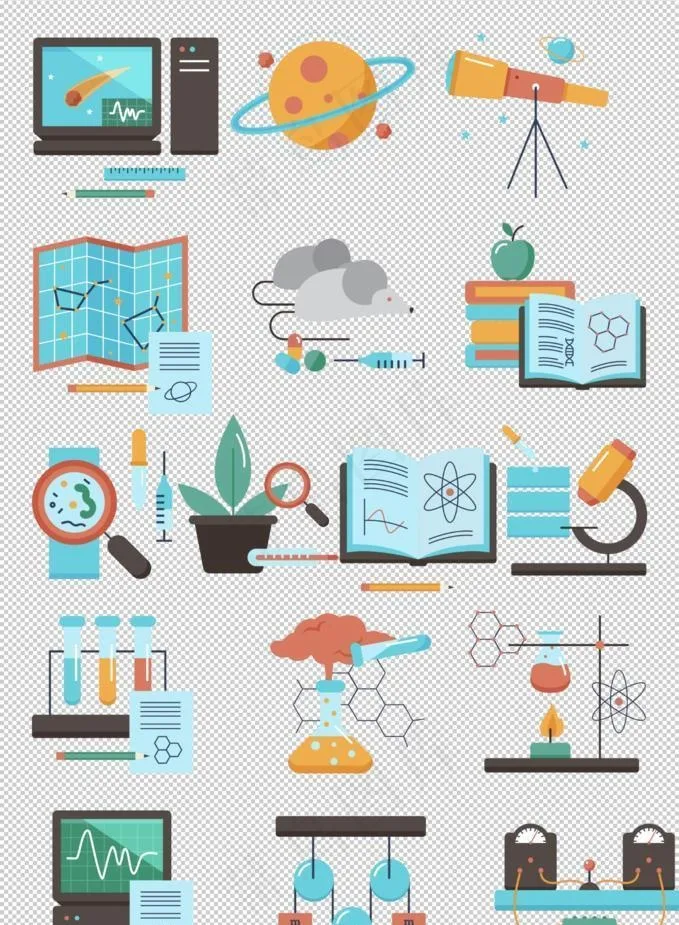 物理化学生物天文实验室仪器图标图片(7087x10630)psd模版下载