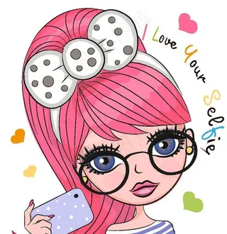 手绘大眼睛自拍美女图片