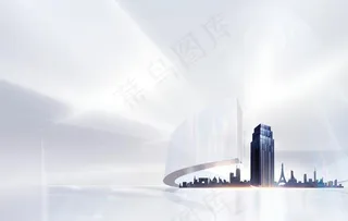 银色背景建筑大厦图片