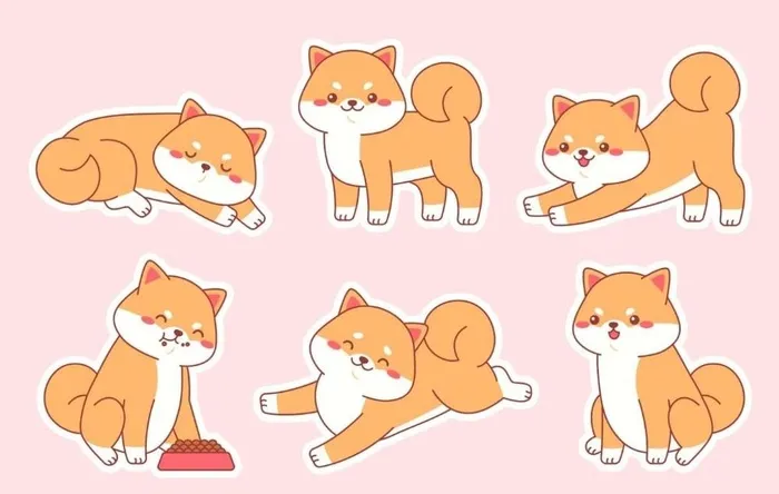 卡哇伊快乐柴犬做各种活动图片ai矢量模版下载