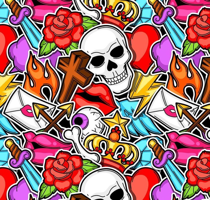 卡通骷髅花图片