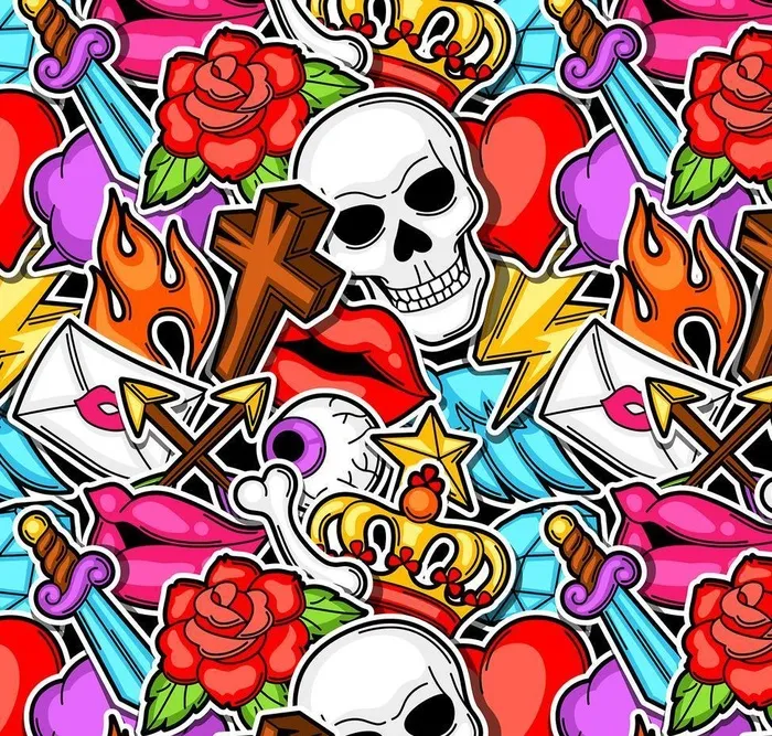 卡通骷髅花图片(3080x3239)