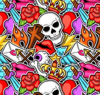 卡通骷髅花图片