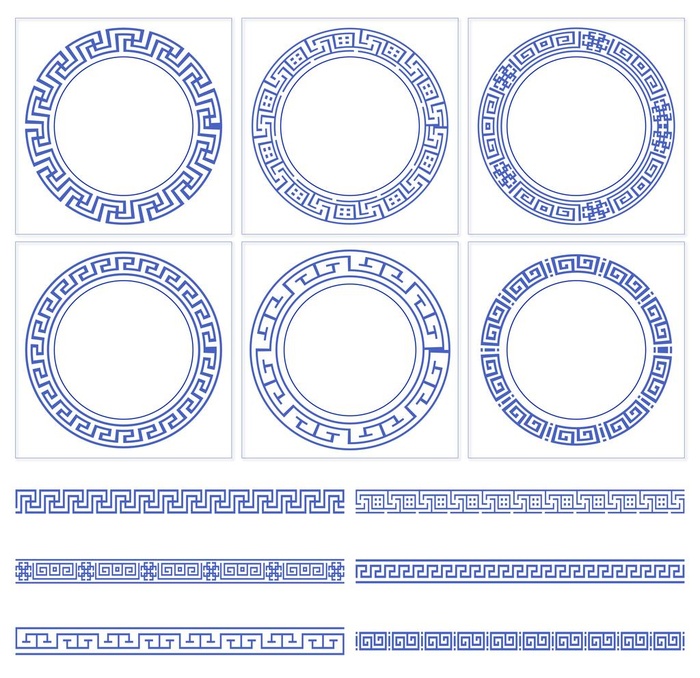 青花瓷蓝色中式无缝边框图片