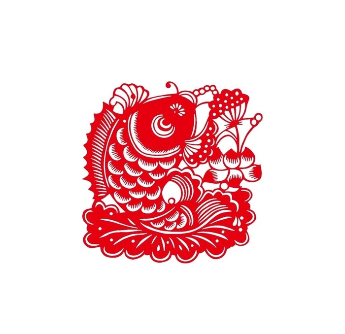 荷花鱼剪纸图片