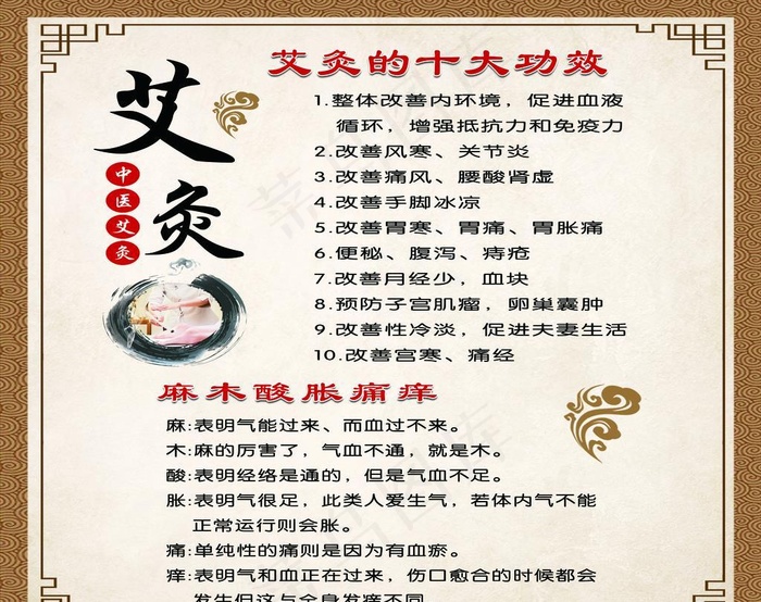 艾灸十大功效图片(5669x4847)psd模版下载