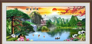 松鹤延年山水装饰画图片