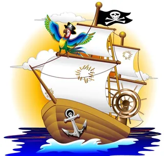 卡通海盗船插画矢量素材图片