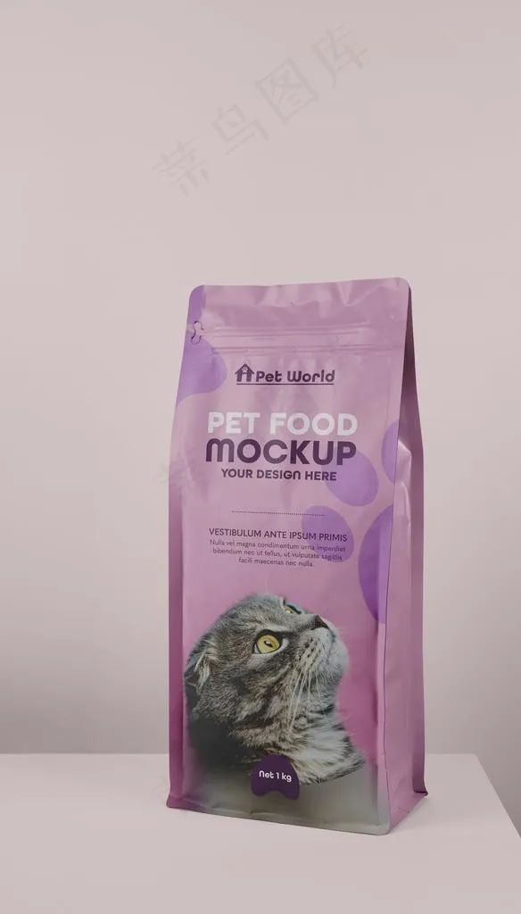 宠物动物狗粮猫粮包装袋样机图片(4912x7360)psd模版下载