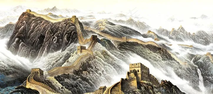 长城水墨画图片