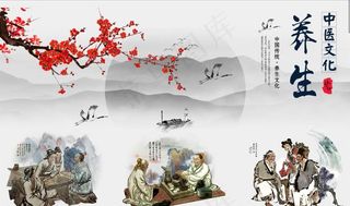 复古怀旧中医养生装饰背景墙图片