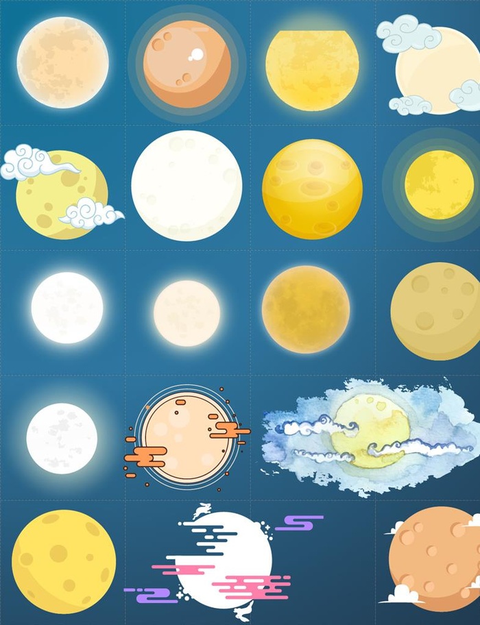 矢量彩色卡通中秋节月亮图片