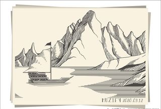 山川线条图图片