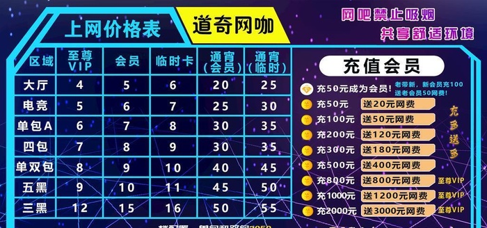 网吧上网价格表图片