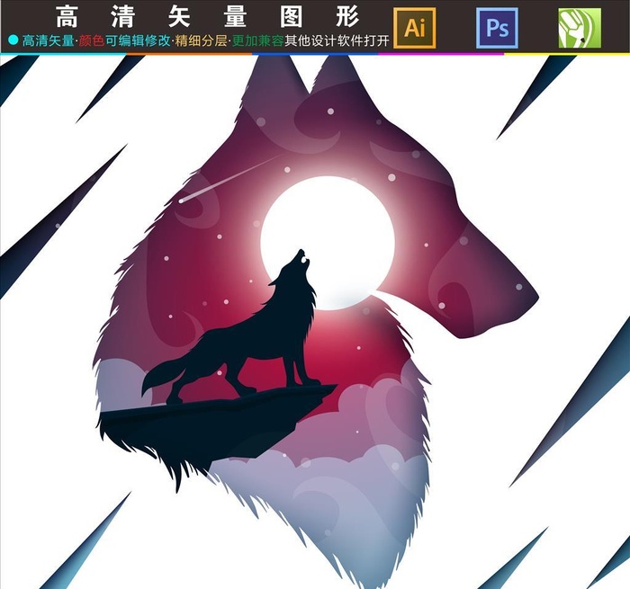 狼图片ai矢量模版下载
