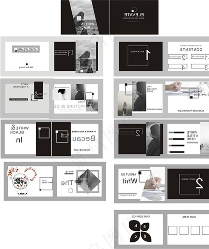 时尚黑白灰企业经典画册图片