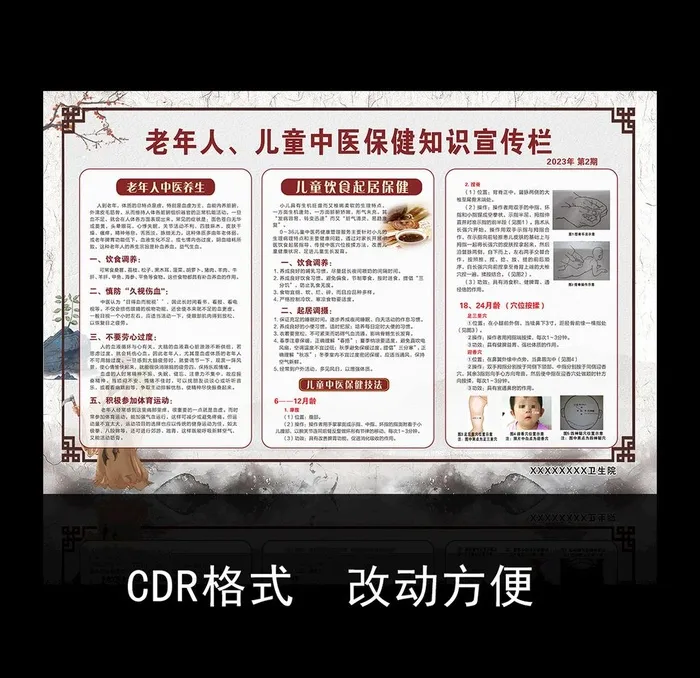 老年人儿童中医保健知识图片cdr矢量模版下载