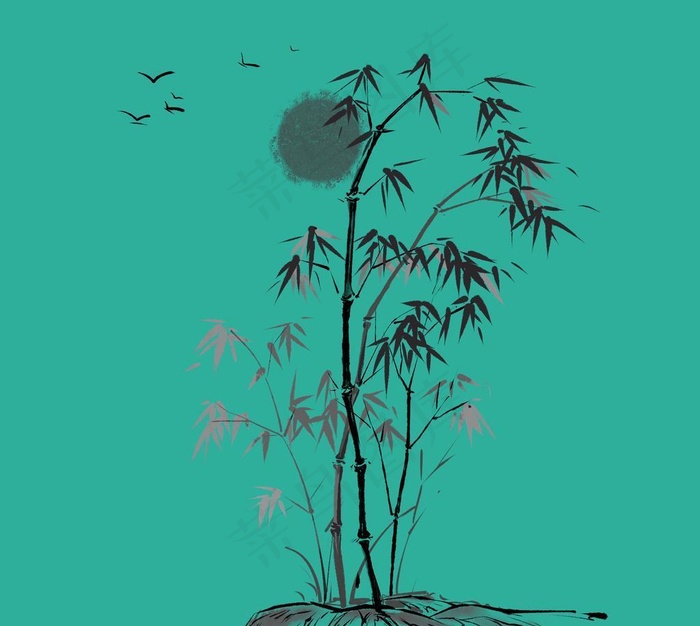 水墨竹子图片(2000x2000)psd模版下载