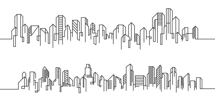 城市剪影线条图片ai矢量模版下载