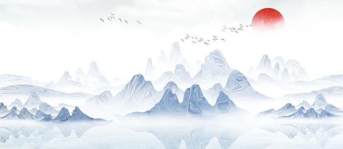 水墨山水画图图片(2500x1321)psd模版下载