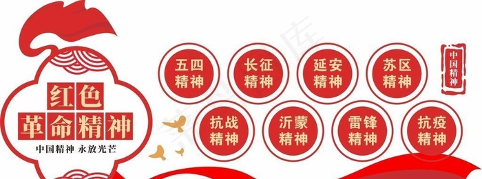 中国精神文化墙图片cdr矢量模版下载