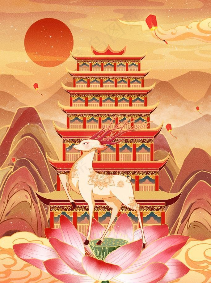 华夏敦煌建筑图片(1701x2551)psd模版下载
