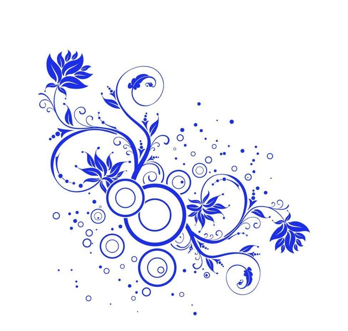 蓝色古典花纹元素图片