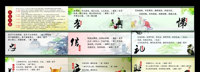 忠孝诚信礼义廉耻图片cdr矢量模版下载