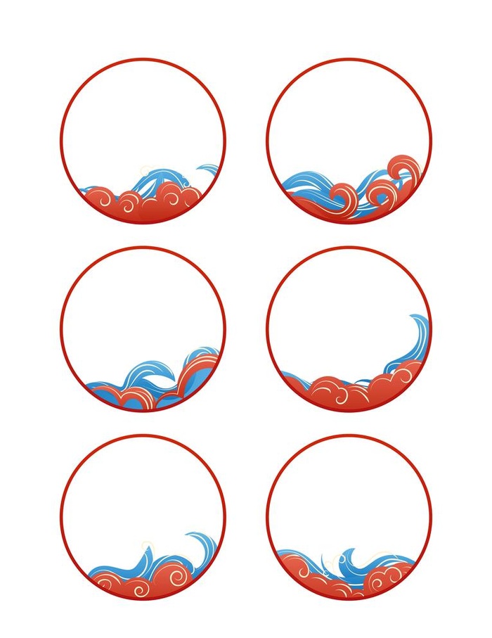 手绘国潮风云纹祥云装饰图案图片