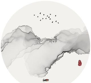 新中式抽象意境水墨画图片