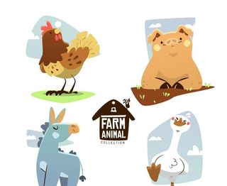 卡通农场动物图片